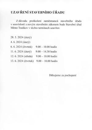 Uzavření stavebního  úřadu